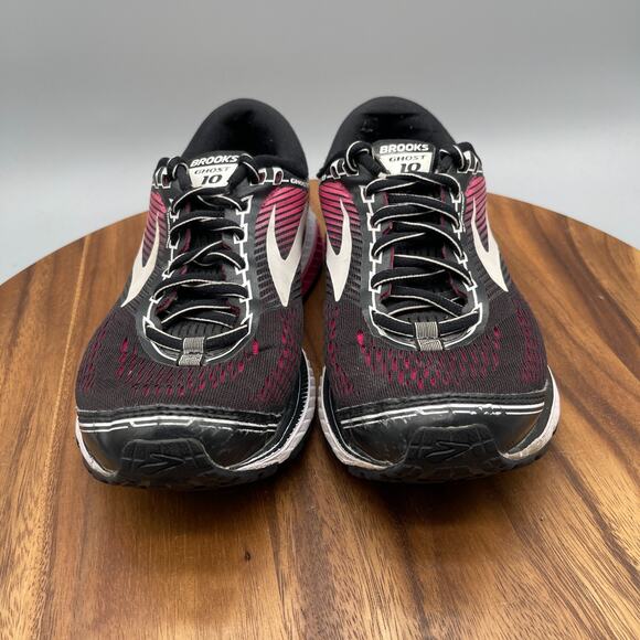 Brooks Ghost 10 Shoes Womens Size 8.5 B Black Pink Running Comfort Walking Gym - Picture 2 of 9